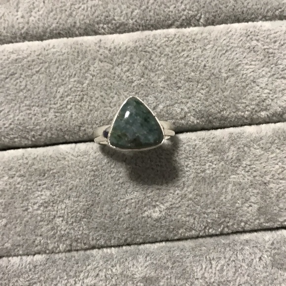 New Sterling Silver Triangle Blue Green Mermaid Kyanite Ring Size 8-8.25 Crystal - Picture 16 of 16